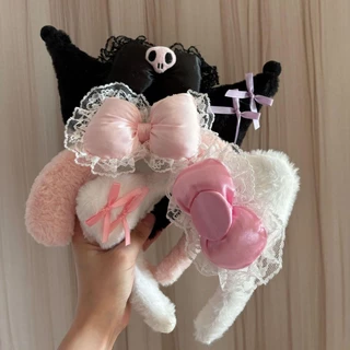 น่ารัก Sanrio Plush Face Wash แต่งหน้า Hairband หญิง My Melody Hello Kitty Kuromi Hairband ของขวัญปีใหม่