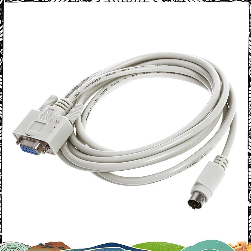 Super DB9P ถึง 8P Mini Din RS232 ดาวน์โหลดสายสีขาว 8.2 Ft สําหรับ PLC -EH