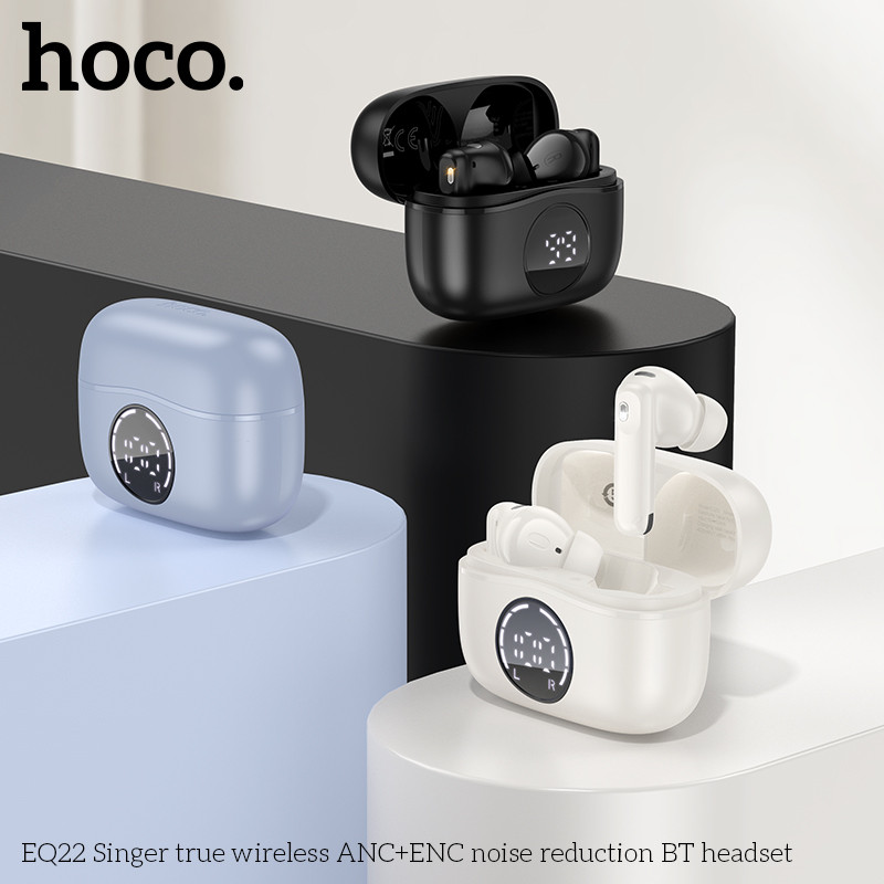 HOCO EQ22 หูฟังบลูทูธ TWS พร้อมระบบตัดเสียงรบกวน ANC + ENC หูฟังไร้สาย ใช้งานได้ 7 ชม. BT 5.4 hc3