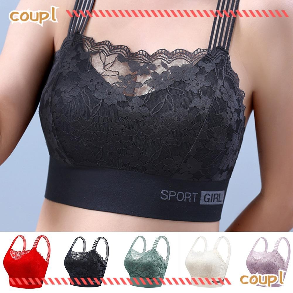 Coupl สปอร์ตบราสีทึบพร้อมแผ่นรองหน้าอกผู้หญิงเสื้อกั๊กห่อ, ลูกไม้เสื้อกั๊กระบายอากาศ Bra Gym
