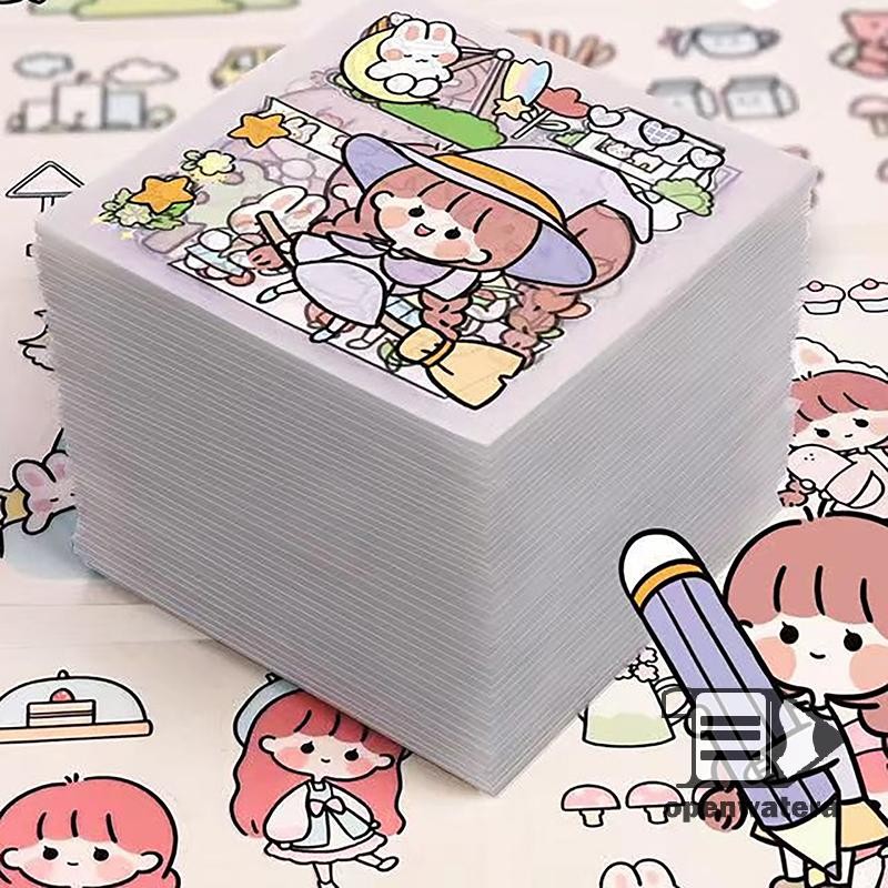 Goodgirlm1 50 ชิ้น Non-repetitive PET กันน้ําน่ารัก Ledger สติกเกอร์ตัดฟรีสําหรับนักเรียนและเด็กผู้หญิงอะนิเมะสติกเกอร์ TH