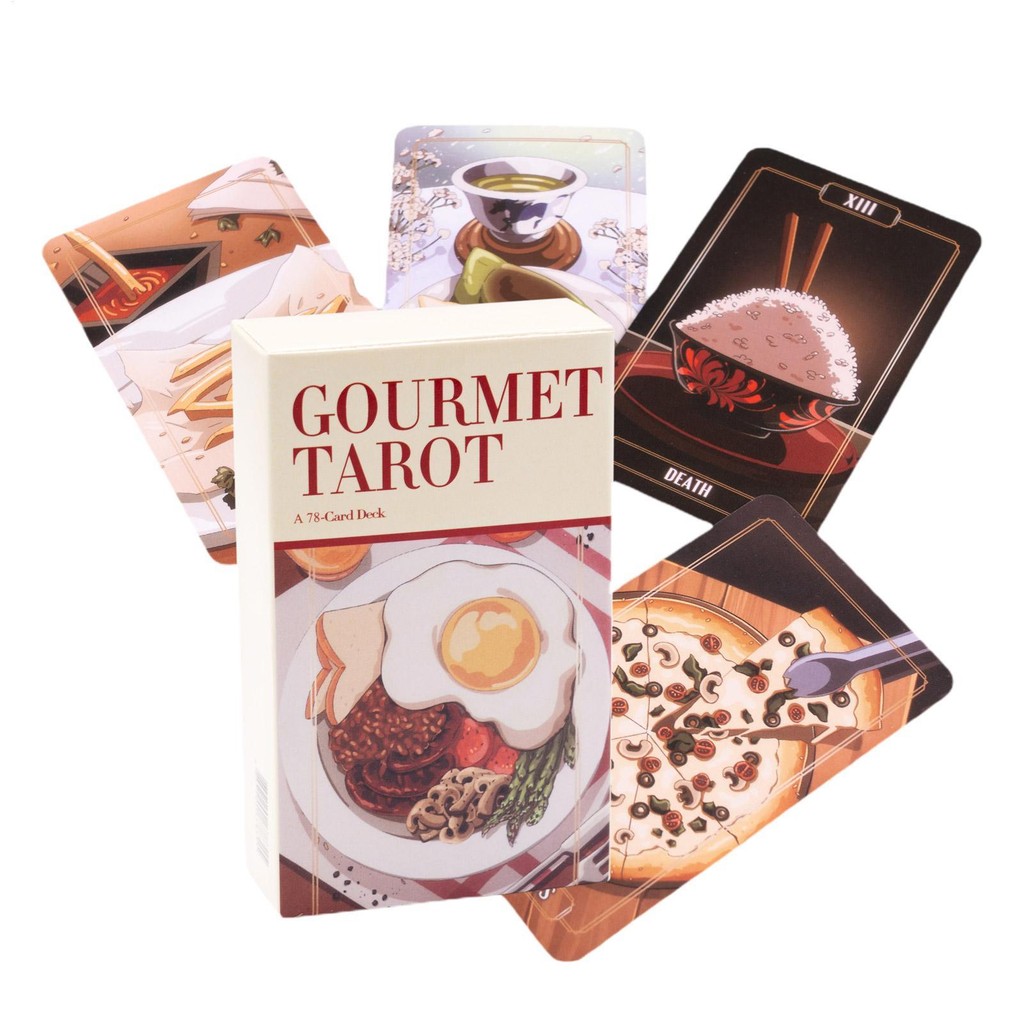 Gourmet Tarot Oracle การ์ด Deck ลึกลับ Divination การ์ด Psychological Oracle Deck 80-Card แบบพกพาชุด Divination เครื่องมือการ์ดเกมสําหรับ Future และ Past Insight nath