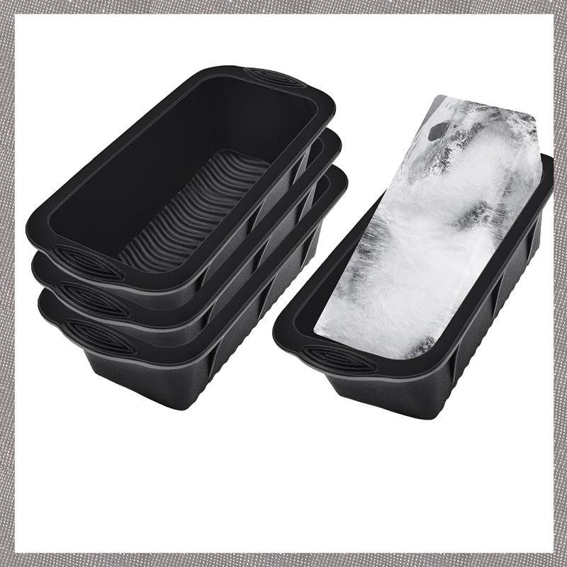 [ML O] แม่พิมพ์บล็อกน้ําแข็ง 4 ชิ้น 9.4Lbs Ice-Cubes สําหรับปอดหรือคูลเลอร์เย็นซิลิกาเจลสีดําแม่พิมพ