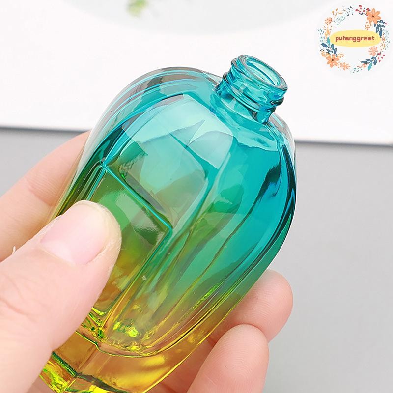 Pufanggreat ขวดน้ําหอม 30ML 50ml แก้วที่มีสีสันขนาดใหญ่ความจุน้ําหอม Atomizer ความจุสูงคอนเทนเนอร์ที่ว่างเปล่าแบบพกพารีฟิล TH