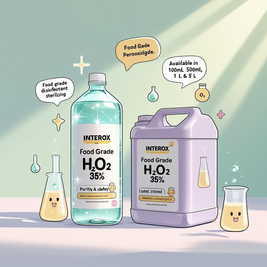 Food Grade Hydrogen Peroxide 35% – INTEROX® | Agen Pensterilan | Pengoksida [100mL / 500mL / 1L / 5L