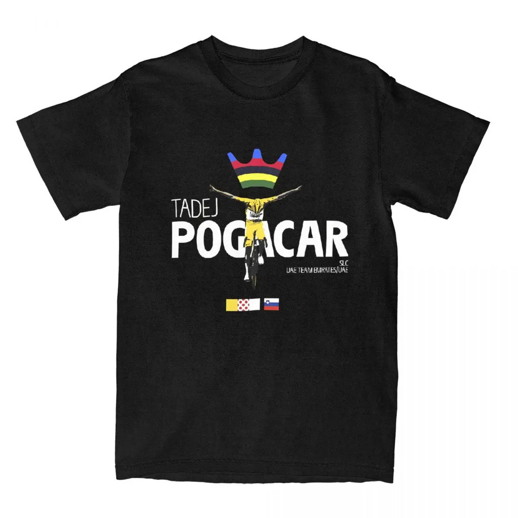 KEMEJA KATUN เสื้อยืดผู้ชาย Tadenj Pogacar ขี่จักรยานทีม Pogi ผ้าฝ้ายเสื้อผ้า 2025 ฤดูร้อน Tour-De ฝ