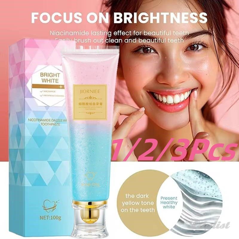 ღ ยาสีฟันไวท์เทนนิ่งไนอาซินาไมด์ 1/2/3 ชิ้น ฟันสะอาดสดชื่น ลมหายใจสดชื่น ขจัดคราบฟัน ยาสีฟัน 100 กรัม