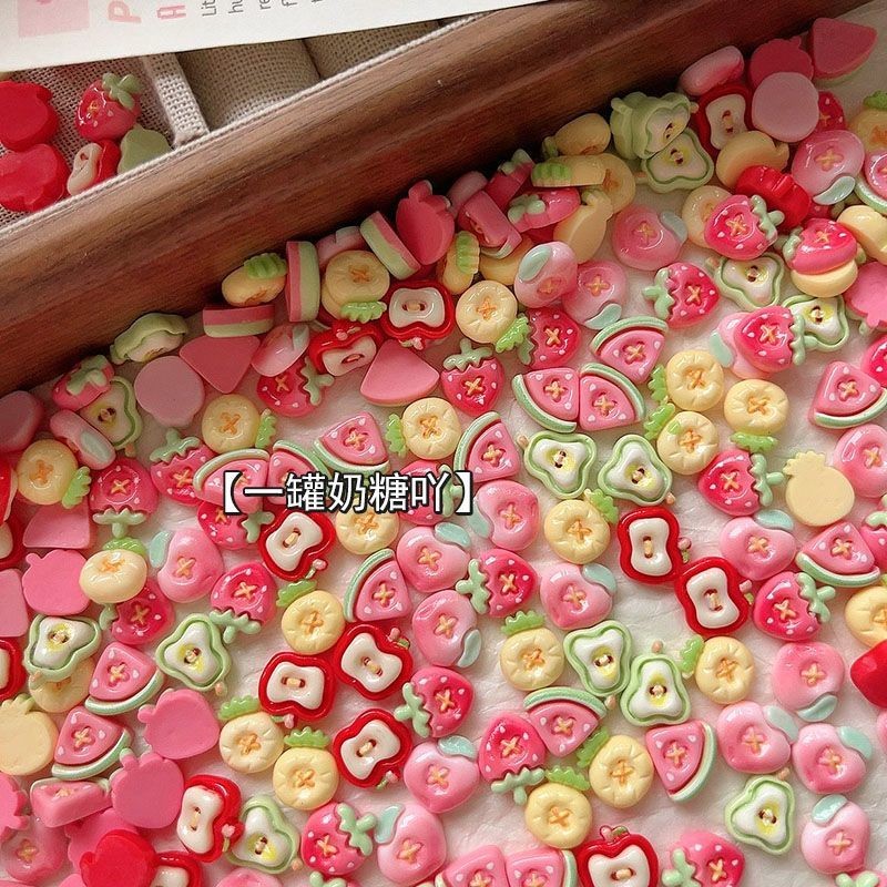[100 ชิ้นพร้อมสต็อก] มินิจําลองผลไม้แตงโมพีชสตรอเบอร์รี่เรซิ่นเครื่องประดับอุปกรณ์เสริม ทําเอง ครีมโทรศัพท์มือถือกิ๊บวัสดุทําด้วยมื