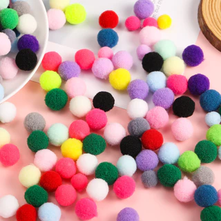 ลูกบอลขนสัตว์ยืดหยุ่นสูง Pompom แฮนด์เมด หลากสี 20 มม. 10 มม. 15 มม. ใช้ทําเครื่องประดับ งานฝีมือ DIY