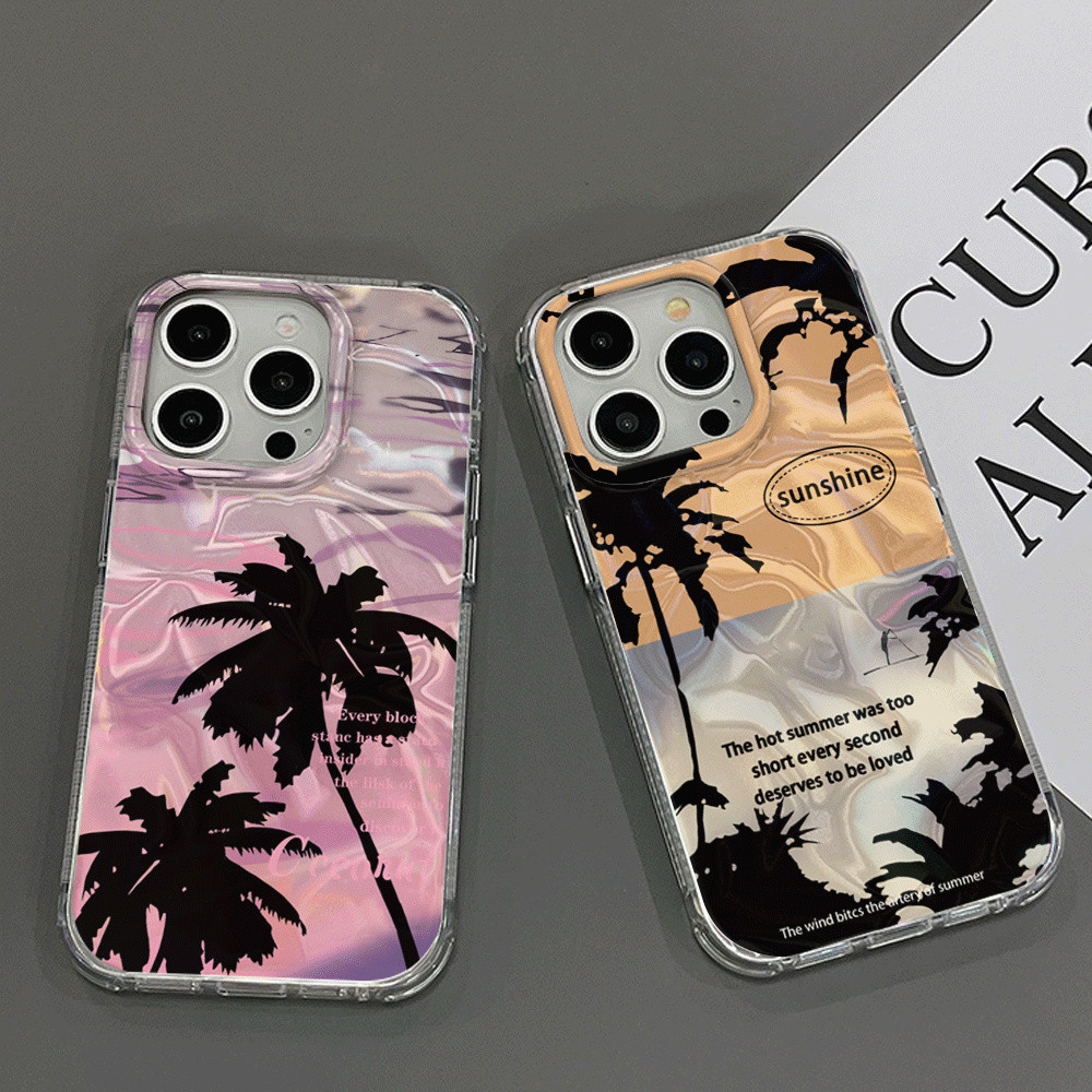 INS Sunset Coconut Tree Casing hp iPhone 15 11 13Pro Max 14 Plus 11 12 13 iPhoneX Xs Max XR 11Pro 11