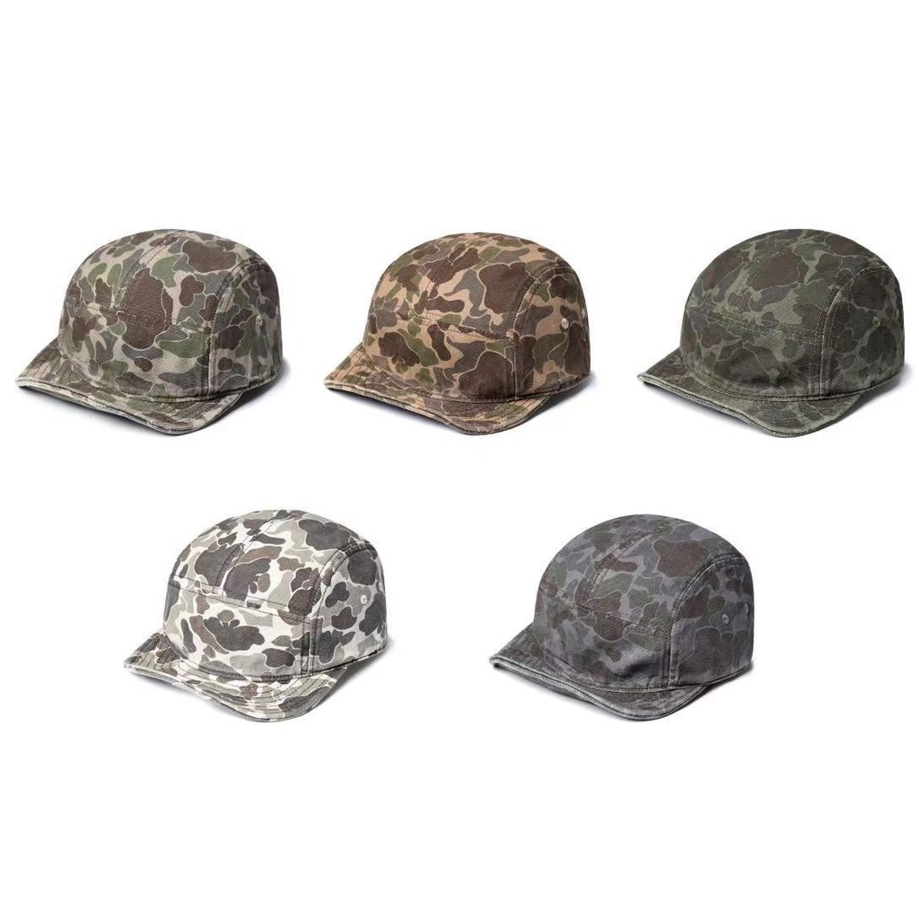 สไตล์อเมริกันย้อนยุคพรางหมวกผู้ชายเครื่องมือสไตล์ปีกนุ่ม5แผงหมวกสําหรับใบหน้าขนาดเล็กสั้นปีกคณะกรรมการหมวกเบสบอล