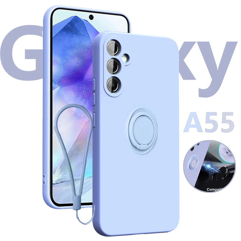 SAMSUNG ซิลิโคนเหลวแม่เหล็กสําหรับsamsung Galaxy A55 A35 A54 A34 A25 A15 A24 A14 A73 A53 A33 A23 A13 A72 ผู้ถือแหวนกรณี