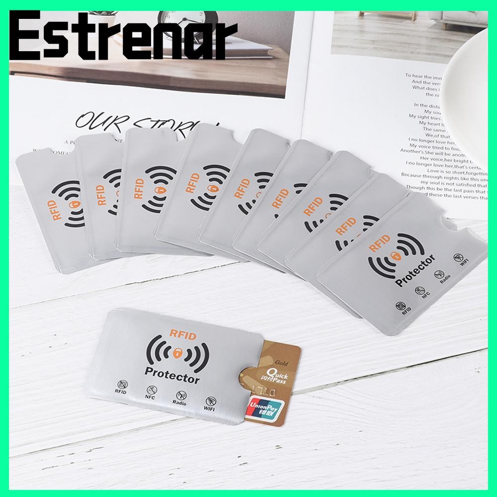 Estrenar 10 ชิ้นการ์ดแขนป้องกันป้องกันการสแกน RFID Blocking อลูมิเนียมผู้ถือบัตร