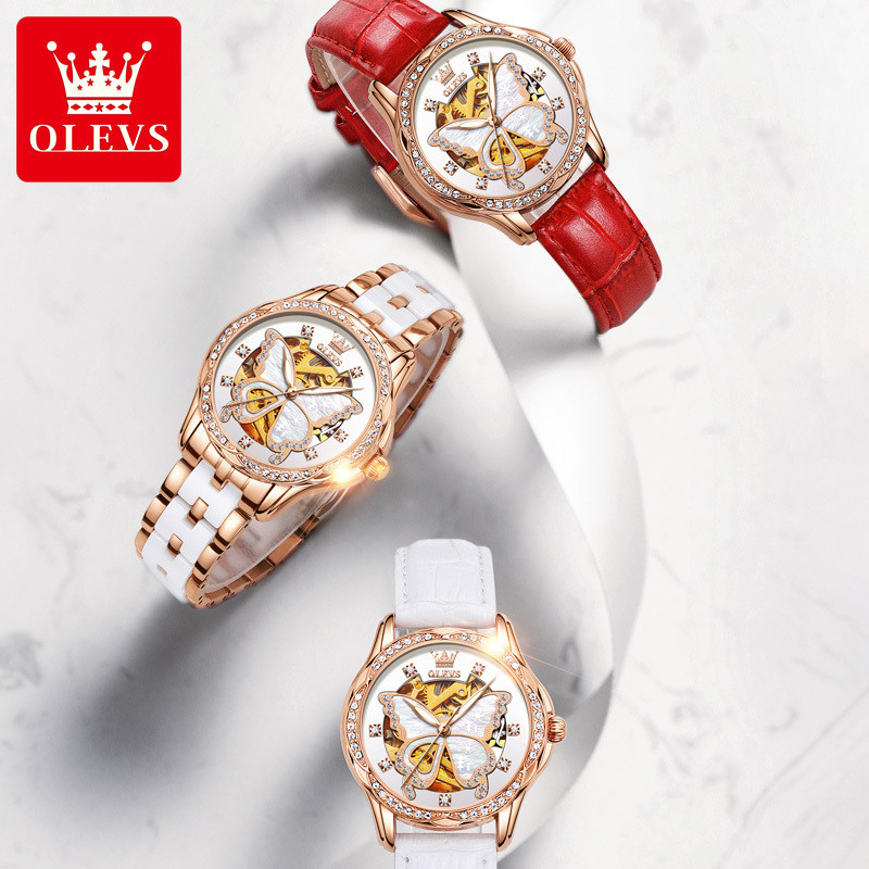 Olevs Women's Famous Brand Automatic Watch Women's Mechanical Watch Waterproof
