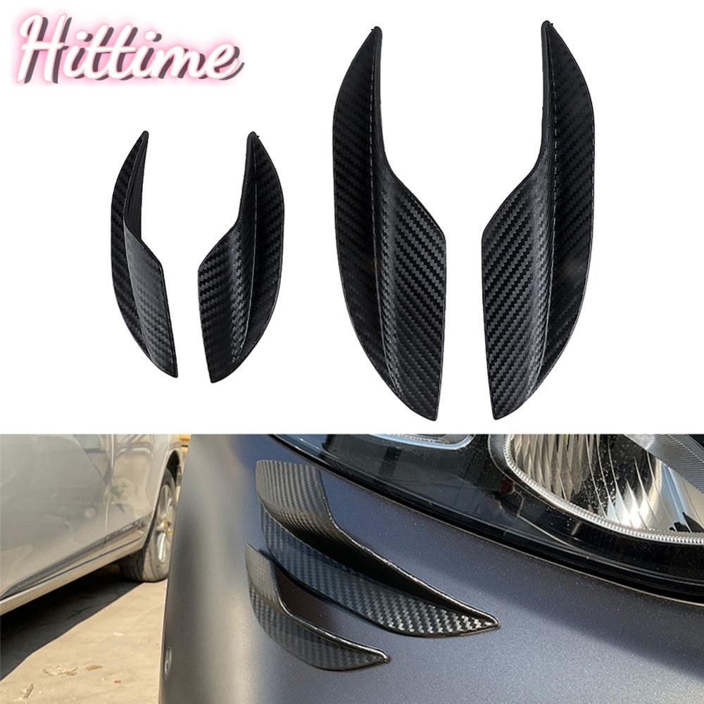 Hittime 4 ชิ้นรถกันชนหน้าสปอยเลอร์คาร์บอนไฟเบอร์ Fins จัดแต่งทรงผม Splitter Canards Valence สติกเกอร์ตกแต่ง Auto ชิ้นส่วนภายนอก B2S2