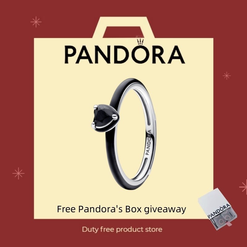 แหวนหัวใจจักระสีดำ Pandora ME ชุดของขวัญคู่รัก 100% เงิน 925 ของขวัญที่สวยงาม 193088 ค01