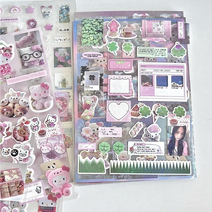 ins 4/8/16/24 ชิ้นสุ่ม Star Glitter สติกเกอร์ Y2K Senbeier สติ๊กเกอร์ตกแต่งซีรีส์ Clover Kitty โคลเวอร์สี่แฉก