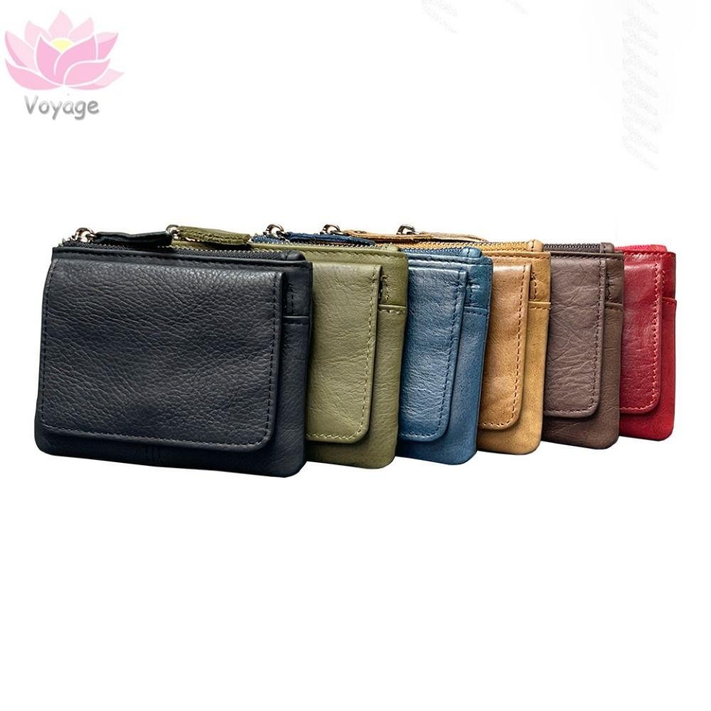 กระเป๋าใส่เหรียญ VOYAGER, Multi Card Seat Slim RFID Wallet, Minimalist Mini Real Leather Card Holder Men
