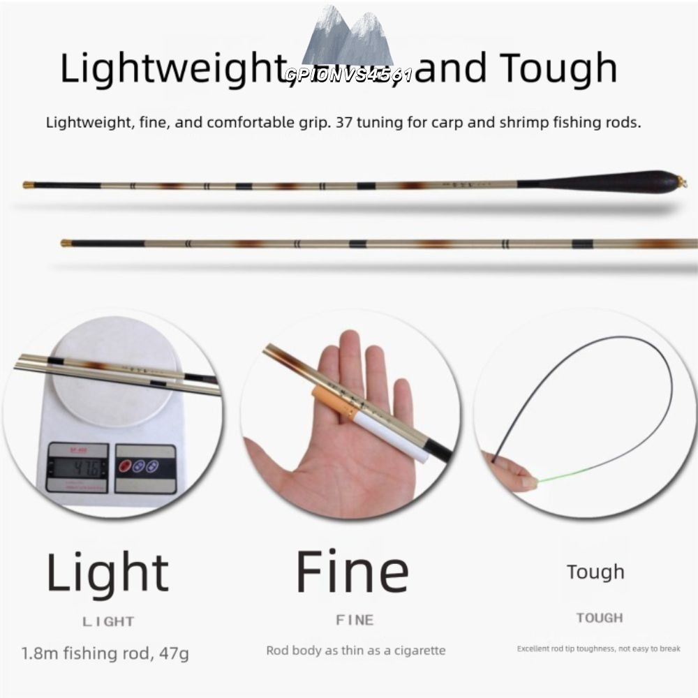 GPIONVS4561 เบ็ดตกปลาแบบพกพา คาร์บอนไฟเบอร์ Telescopic Ultra Short Fishing Rod 0.8-2.4มتر Hard Desig
