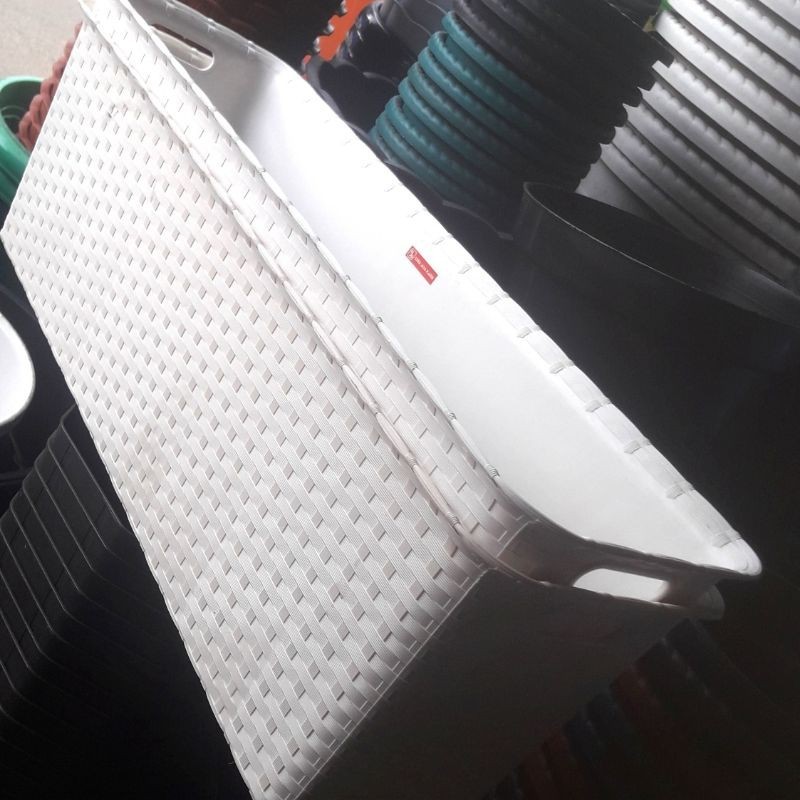 JUMBO WHITE WOVEN POT ขนาด 70Pcs21X22CM/LONG SQUARE POT