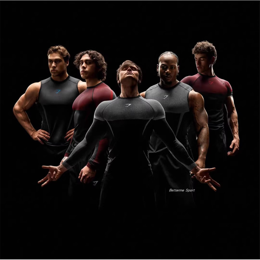 Gymshark Shark Fitness ONYX Series เสื้อผ้าออกกําลังกายกีฬารัดรูประบายอากาศยืดหยุ่น
