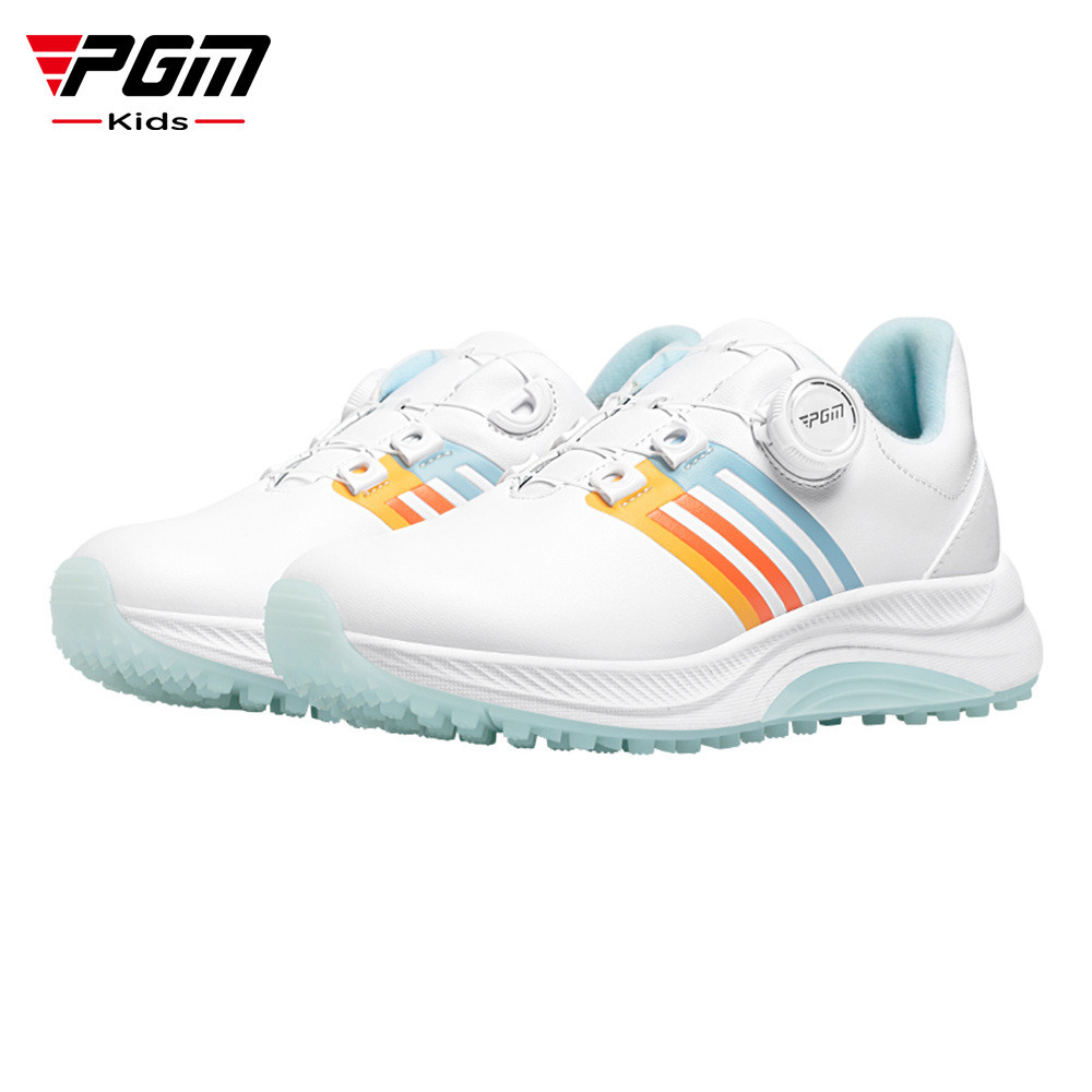 PGM XZ427 รองเท้ากอล์ฟสำหรับเด็กและวัยรุ่น กันน้ำ ป้องกันด้านข้าง ลื่นน้อย ทนทาน มีสายลาก (Laces)