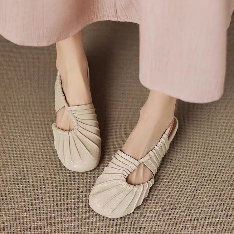 รองเท้าส้นแบนผู้หญิง สไตล์ Round Toe ดีไซน์_soft_sole_rubber_PU_slip-on