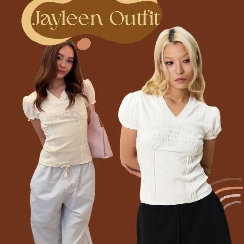 Jayleen Outfit : Selena เสื้อยืดคอวีสไตล์เกาหลี
