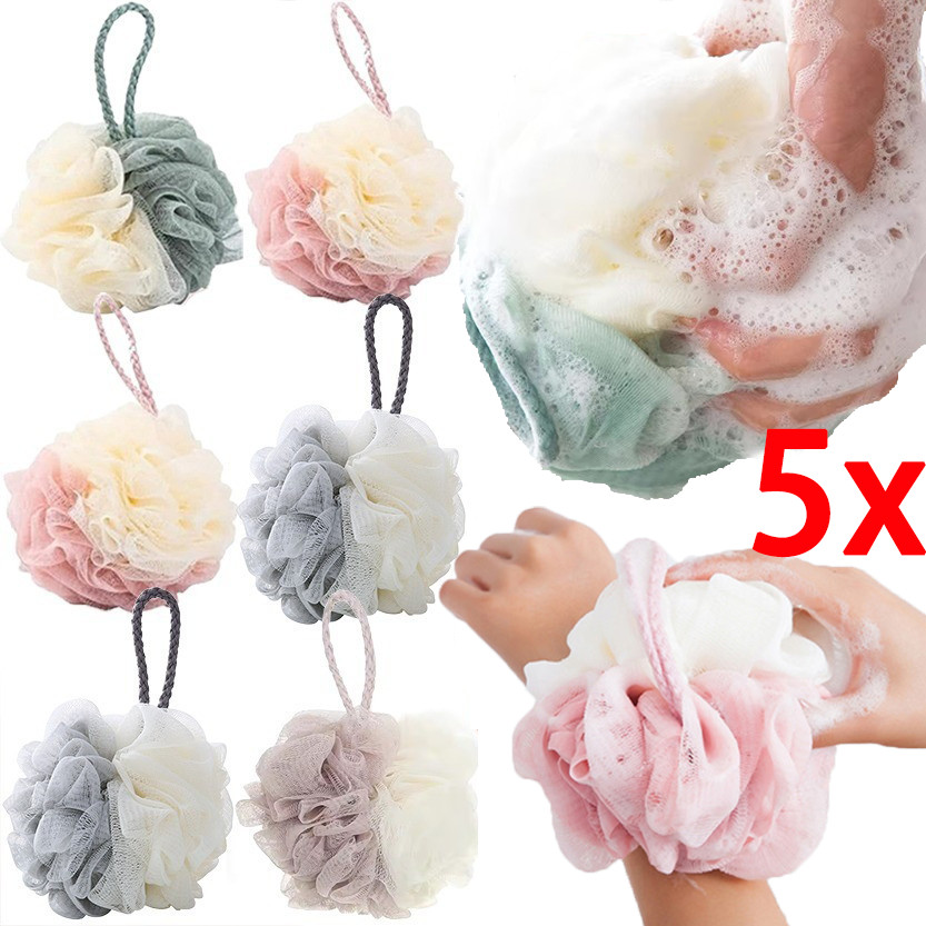 ลูกบอลอาบน้ําตาข่ายนุ่ม 1/3/5 ชิ้น / อุปกรณ์ห้องน้ําลูกบอลฟองน้ํา / พัฟอาบน้ําทําความสะอาดร่างกาย