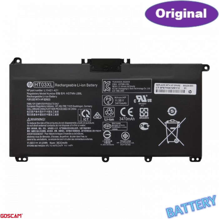 ✨คุณภาพสูง HP HT03xl Battery for HP Pavilion 14 15 X360 Battery (L11119-855) - HP Laptop Battery Ori