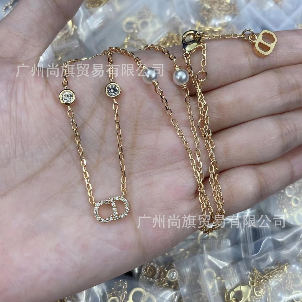 สร้อยคอมุกและคริสตัลแบบเรียบง่าย ดีไซน์กระดูกไหปลาร้า สไตล์แฟชั่น