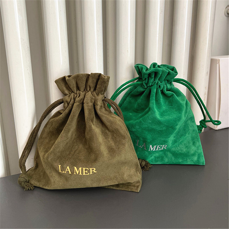 Sea Blue Mystery Green Flannel กระเป๋าเครื่องสําอางกระเป๋าเก็บของ Air Cushion Lip Balm Drawstring Ba