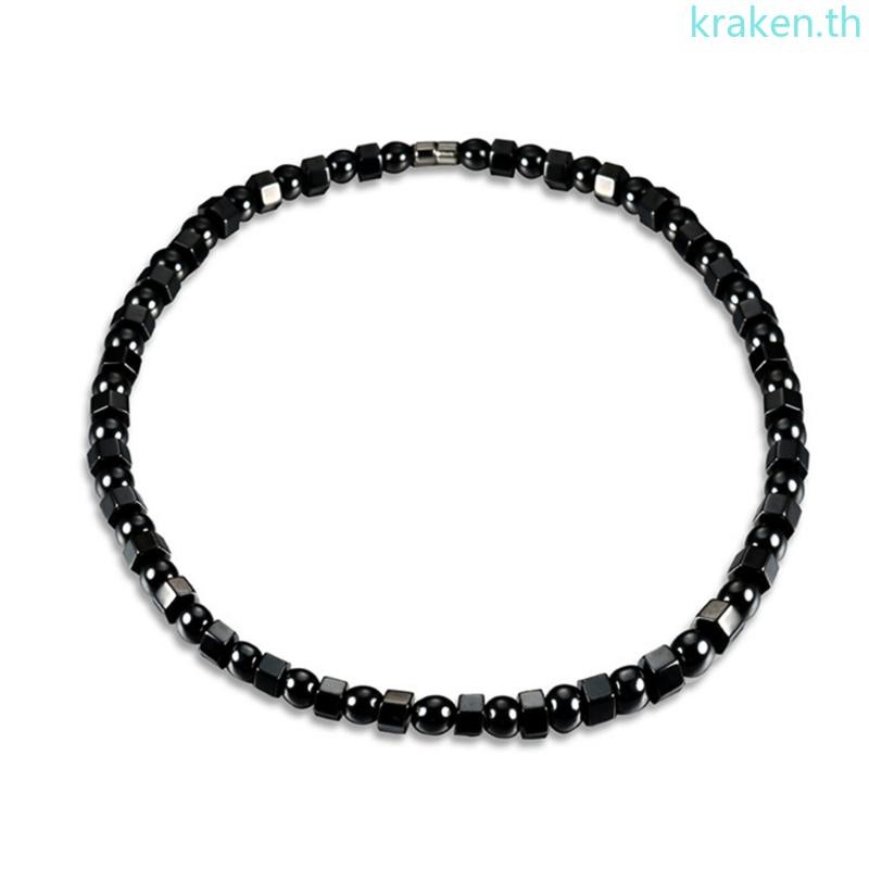 Kra ผู้หญิงสีดํา Hematite สร้อยคอผู้ชาย Magnetic Therapy สร้อยคอ Healing Pain Relief เครื่องประดับสําหรับคอโรคข้ออักเสบไหล่