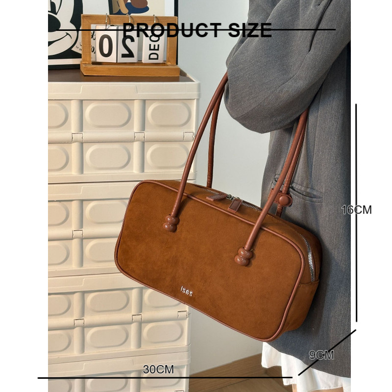 Deere Jack กระเป๋าสะพายสตรีเกรดสูง Frosted ความจุขนาดใหญ่ Vintage Suede Niche Boston Tote Bag