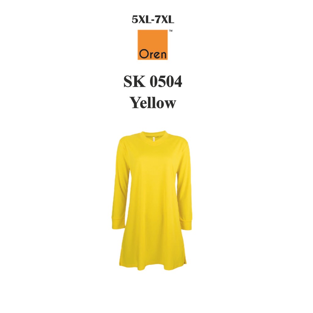 Oren Sport SK0504 สีเหลือง Plus ขนาด NTMY.os Muslimah ไวรัสไมโครไฟเบอร์ V คอยาวแขนยาว Joyah Qayraa เ