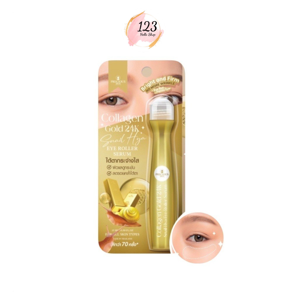 🔹 Precious Skin Thailand Collagen Gold 24K Eye Roller Serum 15ml เพรชเชิส สกิน ครีมบำรุงรอบดวงตา ใต้ตากระจ่างใส กระชับ ✨