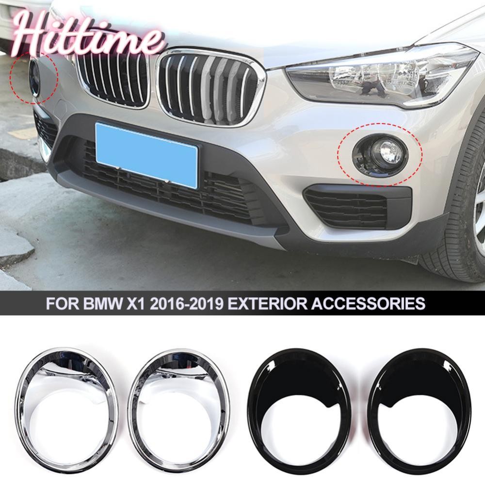 Hittime 2 ชิ้นรถด้านหน้าหมอกกรอบโคมไฟแหวนฝาครอบสําหรับ BMW X1 2016-2019 อุปกรณ์เสริมภายนอก E7N4
