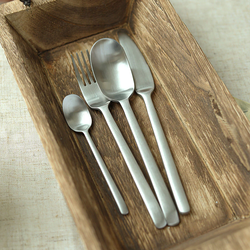HERA เคลือบด้าน ชุดช้อนส้อม สแตนเลส มีดสเต็ก ช้อนกาแฟ Matte Stainless Steel Cutlery Set Spoon Fork