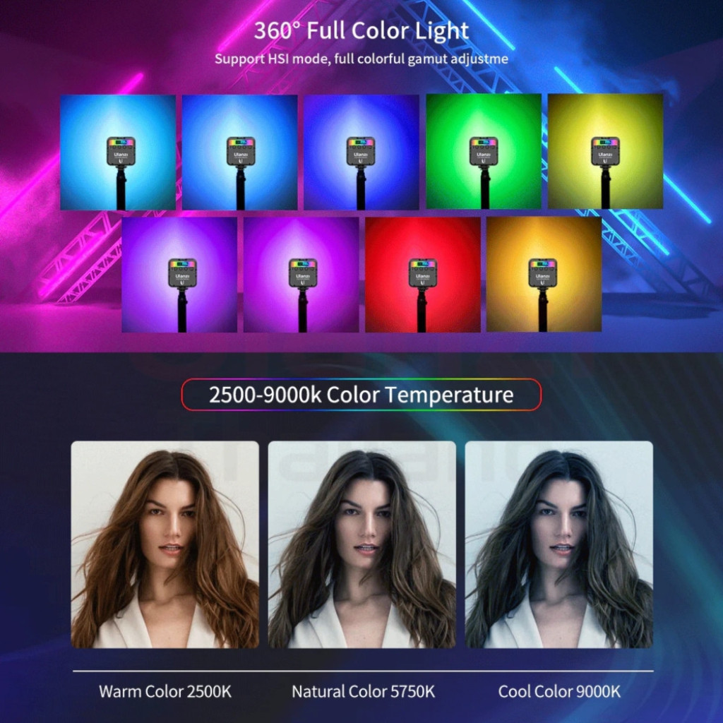 Ulanzi VL49 RGB ไฟ LED สตรีม ไลฟ์สด ถ่ายรูป วิดีโอ ชาร์จได้ ปรับสีได้