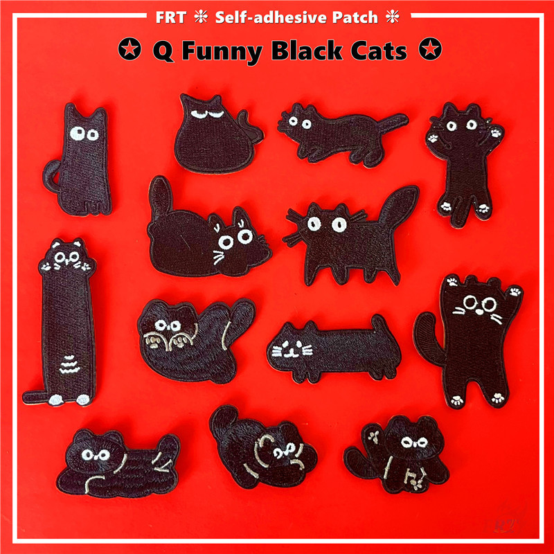 ☸ Q Funny Black Cats Series 06 แผ่นแปะสติ๊กเกอร์มีกาวในตัว ☸ 1 ชิ้น DIY เหล็กบนเย็บเสื้อผ้ากระเป๋าอุปกรณ์เสริมตกแต่งป้ายแพทช์