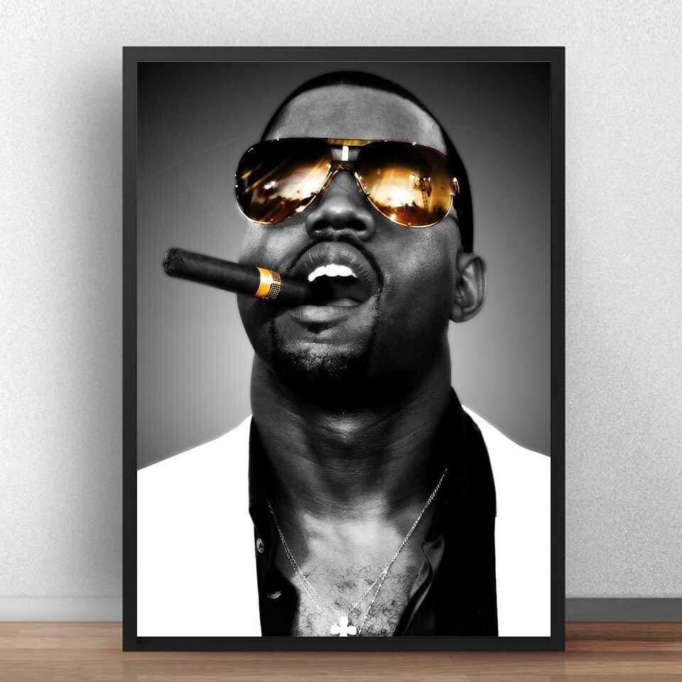 Kanye West เพลงนักร้อง Rapper โปสเตอร์ Wall Art ผ้าใบพิมพ์ภาพวาด Wall ภาพวอลล์เปเปอร์สําหรับห้องนั่งเล่นที่ทันสมัยตกแต่ง