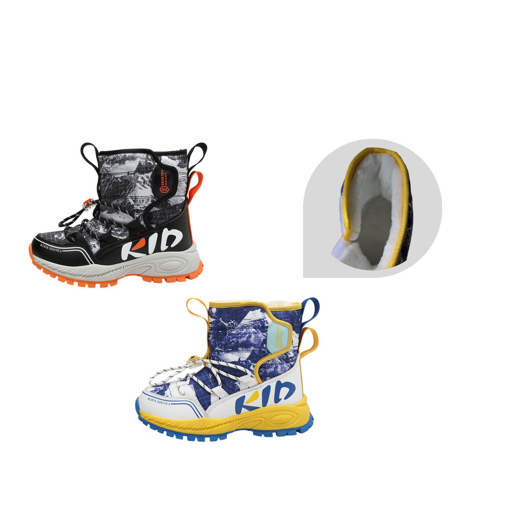 [พร้อมส่งจากไทย] Outdoor snow kids boots waterproof รองเท้าลุยหิมะเด็ก กันน้ำ มีบุขนข้างใน ดอกยางพื้นหนากันลื่น
