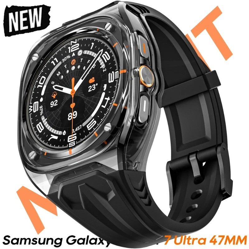 Mod Kit Strap + สําหรับ Samsung Galaxy Watch 7 Ultra 47 มม.ซิลิโคน Loop Band สร้อยข้อมือสําหรับ Galaxy Watch Ultra Men กีฬาสายรัดข้อมือ