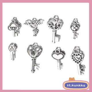 St.kunkka 10 ชิ้น จี้กุญแจ รูปปีกนางฟ้า หัวใจ สีเงิน สไตล์โบราณ สําหรับทําเครื่องประดับ สร้อยคอ สร้อยข้อมือ DIY