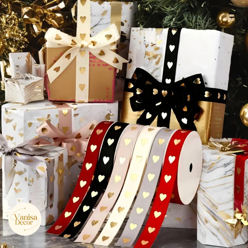 (ยกม้วน 45หลา) ริบบิ้นผ้าซาติน พิมพ์ลาย ลายคลื่นหัวใจ หัวใจ LOVE JUST love you ขนาด2.5 cmพร้อมส่งจากไทย - รูปที่ 2