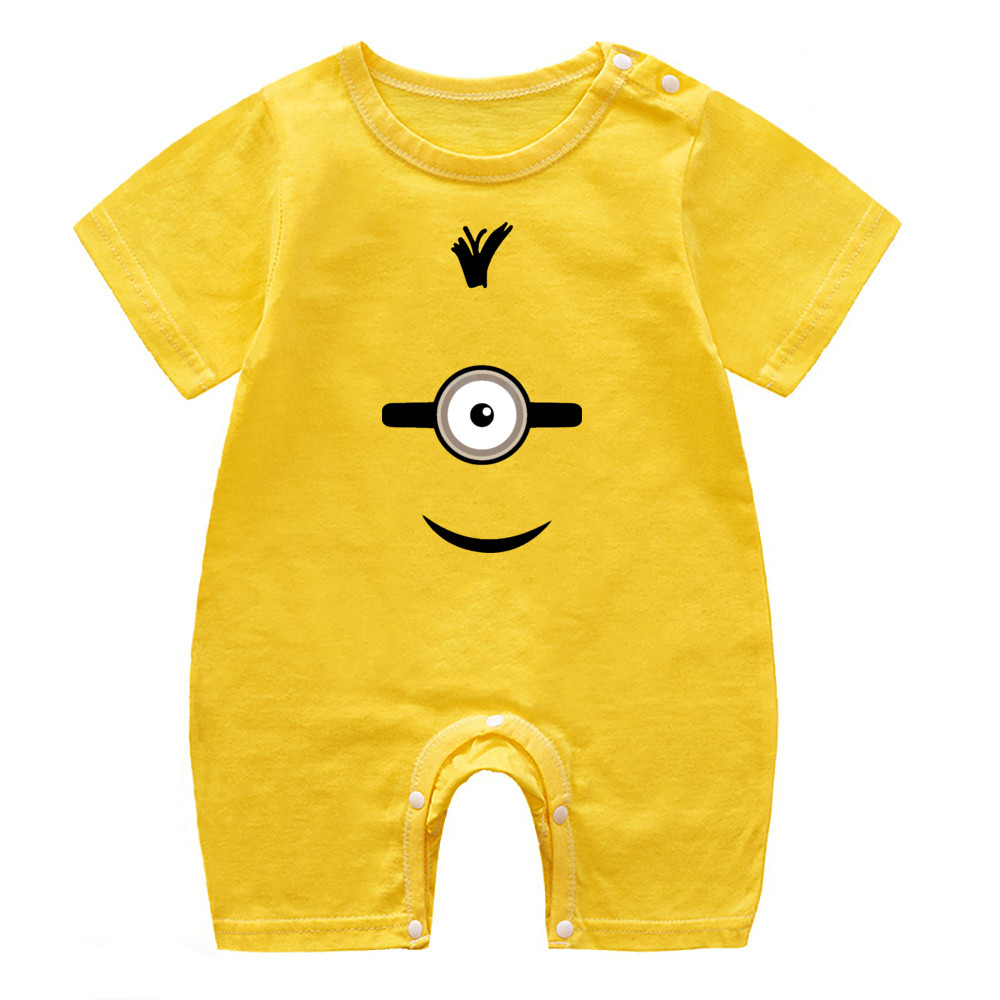 การ์ตูนมินเนี่ยนพิมพ์บอดี้สูทเด็กตลกมินเนี่ยนแสดงออกทารกแรกเกิด ชุดจั๊มสูท ชายหญิงแขนสั้น ชุดรอมเปอร์ ทารกชุดนอน ชุด - รูปที่ 2