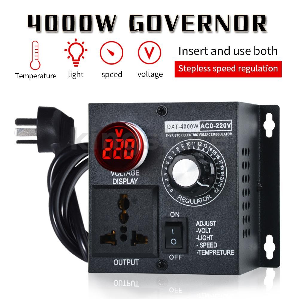 4000w เครื่องปรับแรงดันไฟฟ้าอิเล็กทรอนิกส์ Threstor 4000W AC110V/220V ช่วงควบคุมกว้างพร้อม Zero Lag Delay วงจรการดูดซึมแรงดันไฟฟ้าหลายการป้องกันเอาต์พุตที่ปรับได้