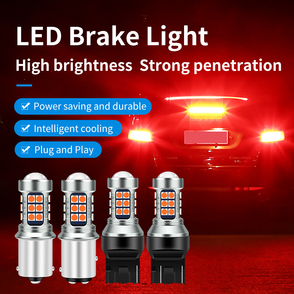 1 PCS 1156 Strobe Canbus ไฟเบรค 1157 py21w สําหรับรถยนต์หลอดไฟ LED ไฟท้ายรถ 12V 27SMD สีแดงหยุดแสงที่จอดรถโคมไฟ 7440 7443