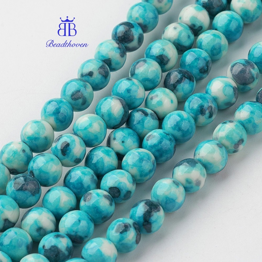 1strand Ocean White Bead Strands Round Dyed Dark 6mm Hole: 1 มม.ประมาณ 73 ชิ้น/เส้น 15.9 นิ้ว(405 มม.)