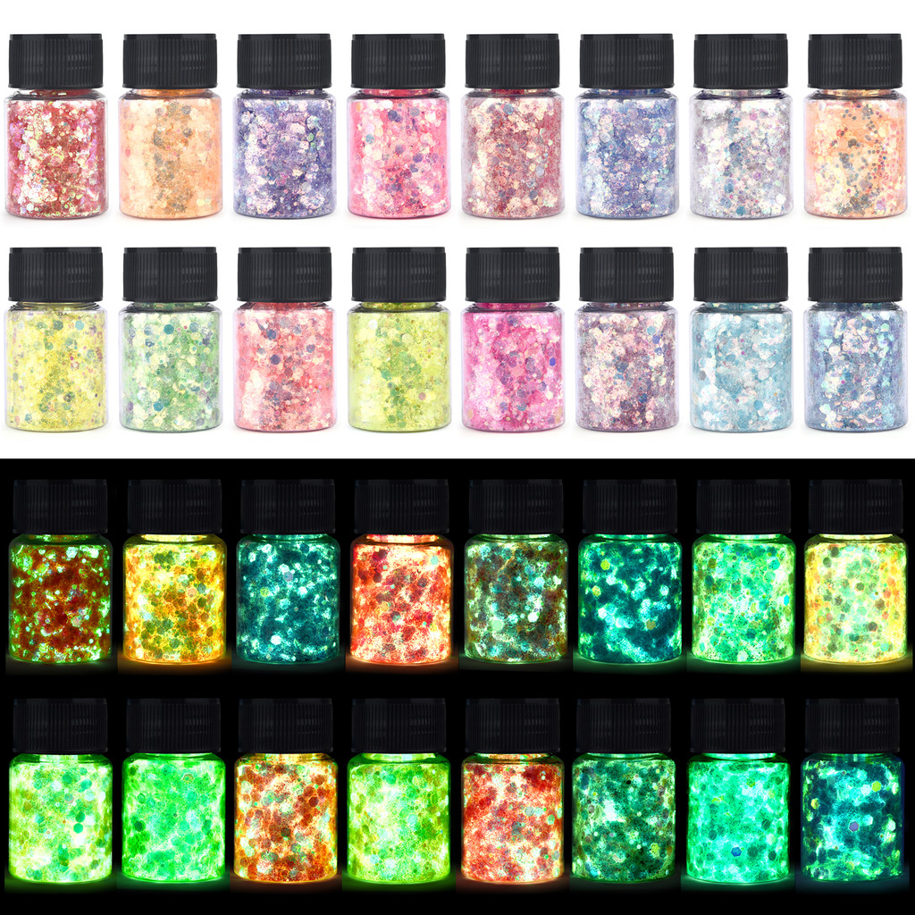 สว่างสว่างสว่างในความมืด Glitters เติมสำหรับ DIY เรซินอีพ็อกซี่แม่พิมพ์เล็บศิลปะฝีมือตกแต่งเรซินบรรจุ